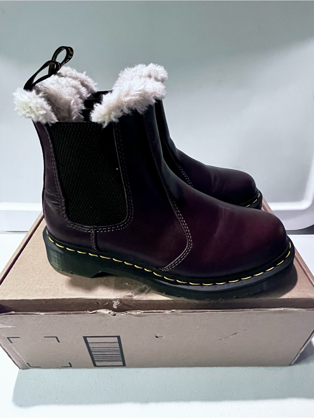 Dr. Martens Cream Faux Shearling Interior Boots